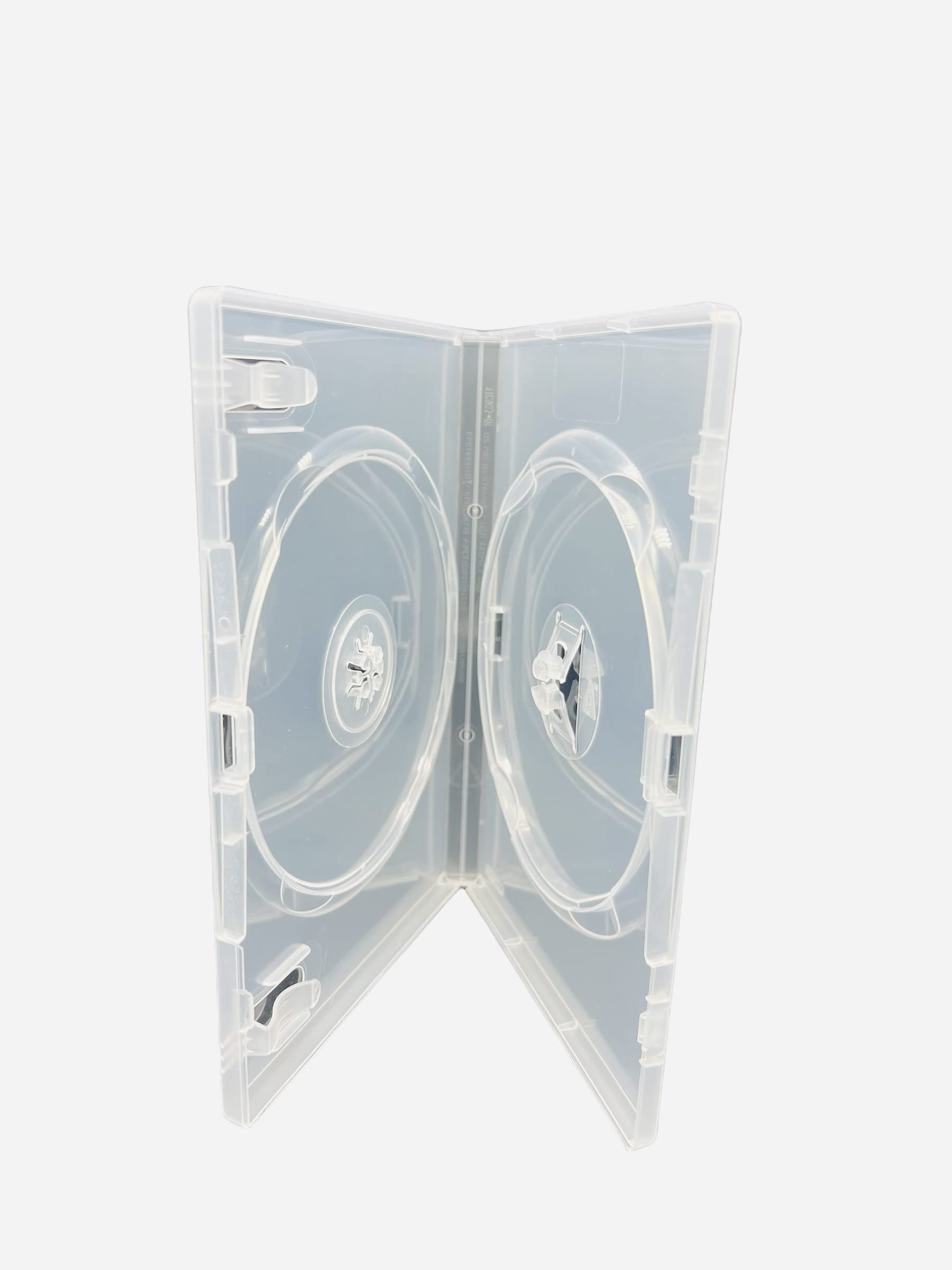 25 x Dragon Trading Amaray Branded Double Clear CD DVD Blu Ray Disc Case (Face on Face) With14mm Spine And Outer Sleeve For Inlay