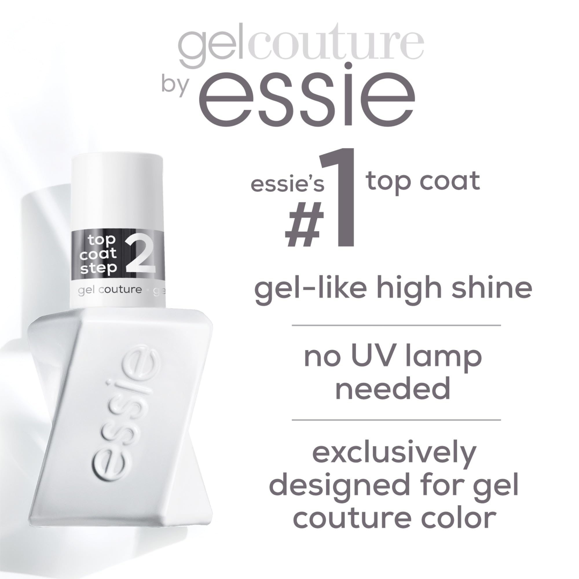 Essie Gel Couture Long-Lasting Nail Polish, Vegan, Clear, Shiny Top Coat, 0.46 fl oz - Image 3