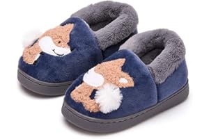 Ainikas Toddler Boys Girls Slippers Fluffy Little Kids House Slippers Warm Fur Cute Animal Home Slipper