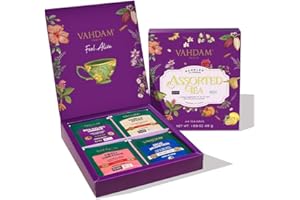 VAHDAM, Assorted Tea Gift Set | Classic Box - 24 Unique Flavor in Individually Wrapped Pyramid Tea Bags | Ideas for Tea Lover