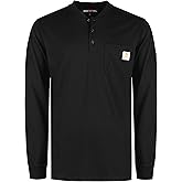 BOCOMAL FR Shirts Henley 7oz Midweight Fire Resistant Clothing NFPA2112 CAT2 Men's Flame Retardant Work Shirt