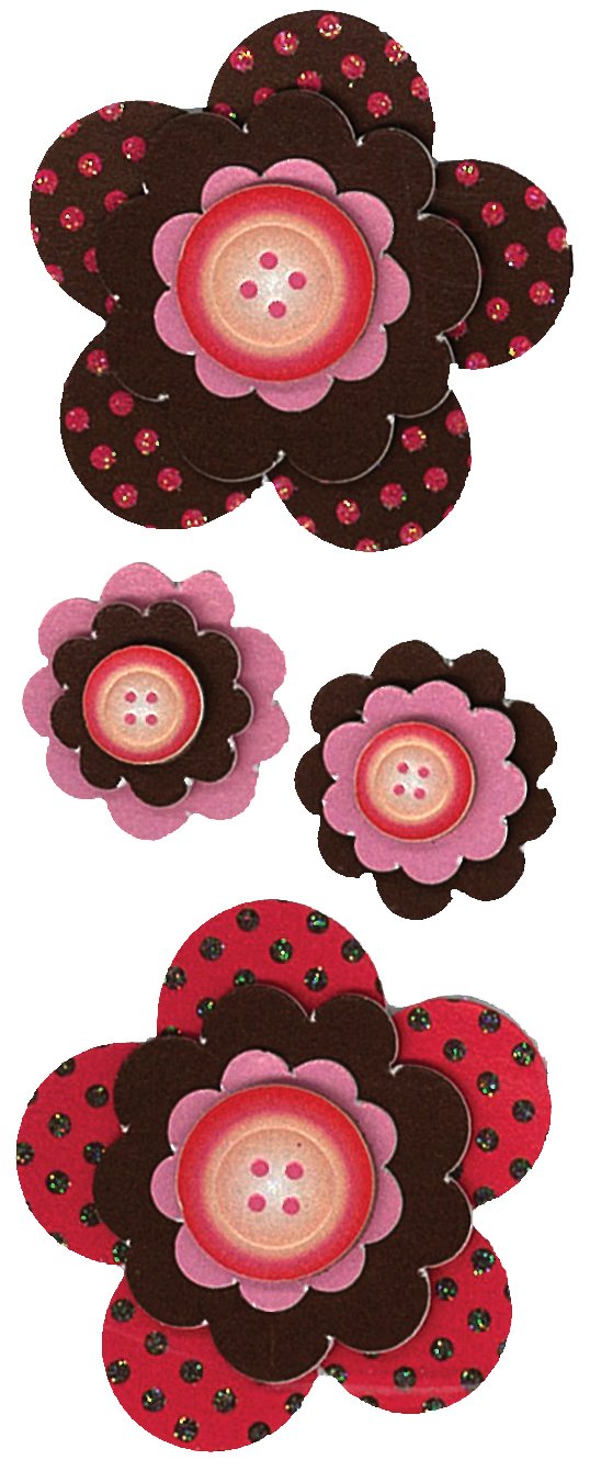 EK Success Polka Dot Flowers, Red and Pink