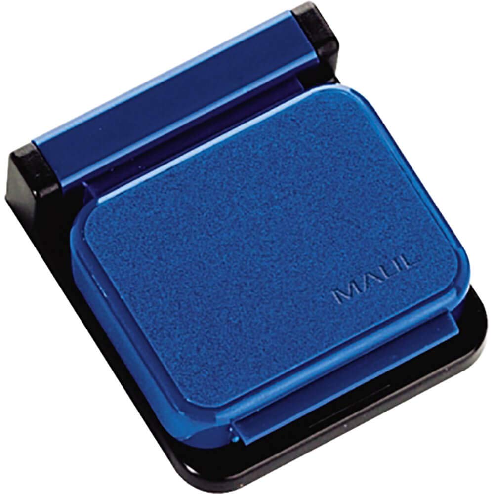 MAUL Magnetic Clip S, Automatic Magnetic snap-Shut System, self-Adhesive, 36 x 40 x 12 mm, Blue, 10 Pieces