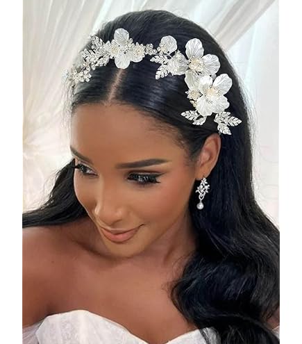 Elegant White Faux Pearl and Crystal Headpiece - Women Accessories Mukutique Pearl Headband For Women – White Faux Pearl Hair  main image 3