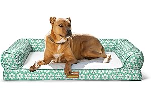 ClevaHome Comfort Orthopedic Dog Bed for Large Dogs - Waterproof Sofa Bed with Removable Bolsters & Washable Cover & Nonslip Bottom, Egg Foam Dog Sofa with Enhanced Head and Neck Support