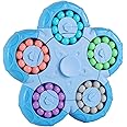 MEIEST Rotating Magic Bean Cube Spinner Fidget Toy,10 Sides 2 in 1 Funny Beads Puzzle Educational Toys,Stress Relief Hand Sensory Toy,Ideal Party Favor Anti-Anxiety Desk Toys (Blue)