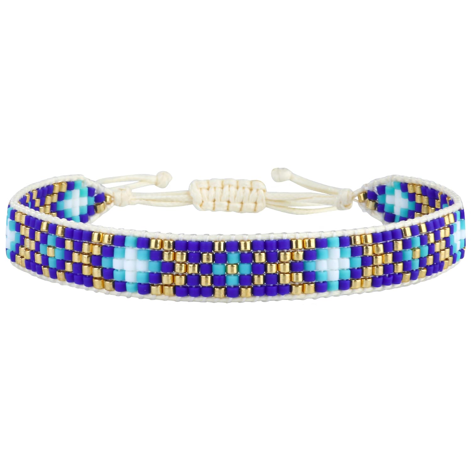 KELITCH Crystal Nail Miyukyi Beads Wax Rope Bracelets Friendship Bracelets for Women New Summer Charm Bracelets (Blue 3I)