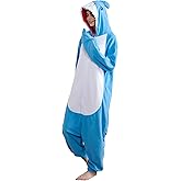 Focupaja Shark Pajamas Adult Animal Cosplay Costume Shark One Piece Cartoon Homewear Sleepwear Shark Onesie for Women Men