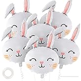 6 Pcs Easter Rabbit Balloons, Giant Bunny Balloon Foil Balloons, White Rabbit Head Balloon for Birthday Party Baby Shower Easter Themed Party Decorations