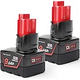 DKSIDKN 2Pces 12V 9Ah Battery Replacement Compatible for Milwaukee 48-11-0490, 48-11-2402, 48-11-2411, 48-11-2430, Cordless Power Tools & Heated Jackets with LED Indicator（Not Made in Milwaukee）