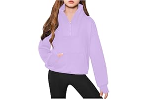 nhApmj Teen Girls Half Zipper Sweatshirts Lightweight Winter Warm Pullover Thumb Hole Long Sleeve Casual Sweaters Cute Tops