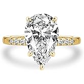 Maxinejewelry 4.0 Carat Pear Cut Engagement Ring for Women, S925 Sterling Silver AAAAA Cubic Zirconia Simulated Diamond Ring