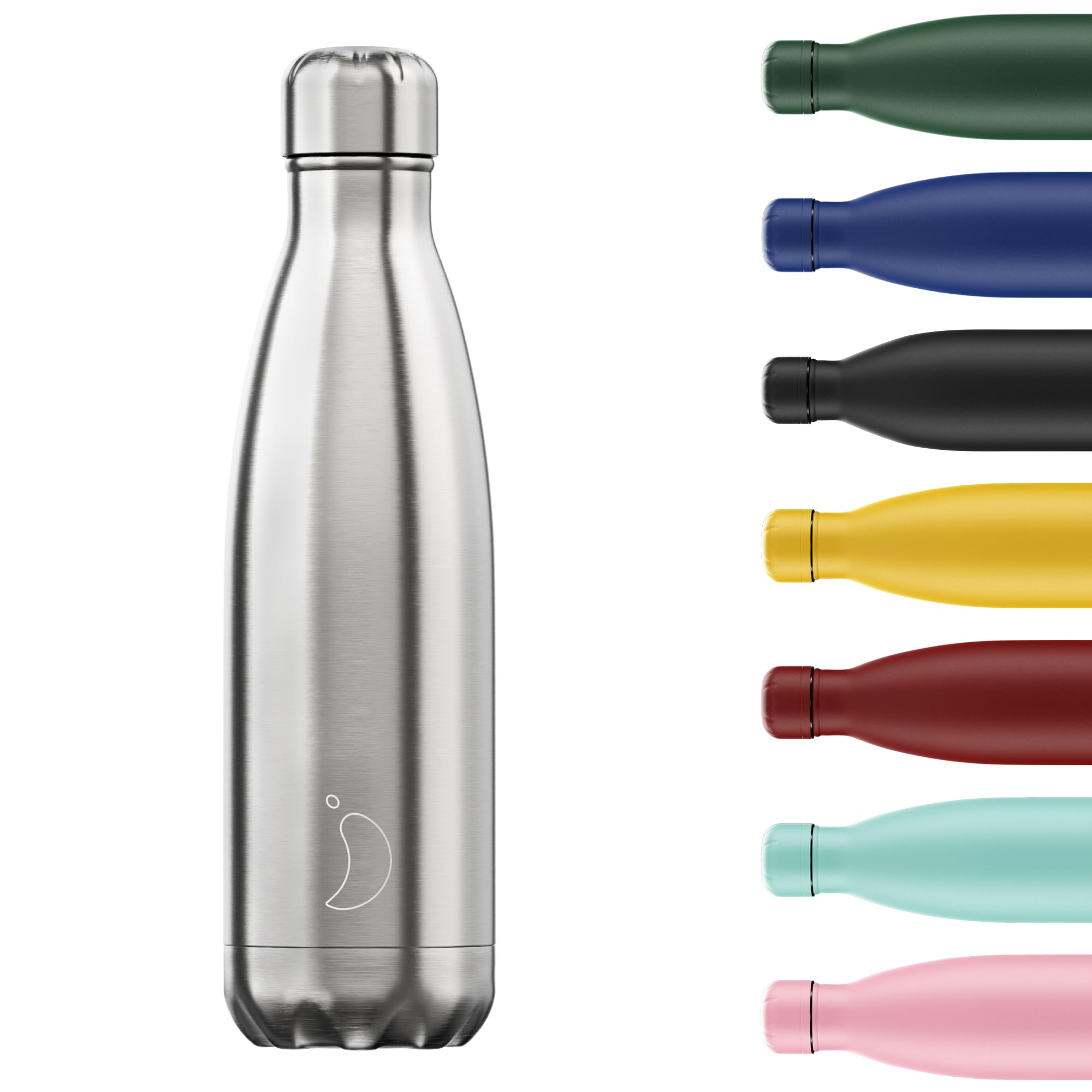 Chilly's Original Water Bottle - Vacuum Insulated Stainless Steel Water Bottle, Reusable Thermal Flask for Hot & Cold Drinks - Leak Proof, No Sweat - Stainless Steel - V2-1.8L