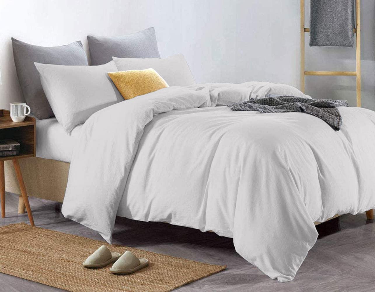 Euphoric Gifts 100% Pure Cotton (Egyptian Cotton) SUPER KING SIZE Duvet Cover Bed Set in Plain Light Grey - includes duvet cover, fitted sheet & pillowcases
