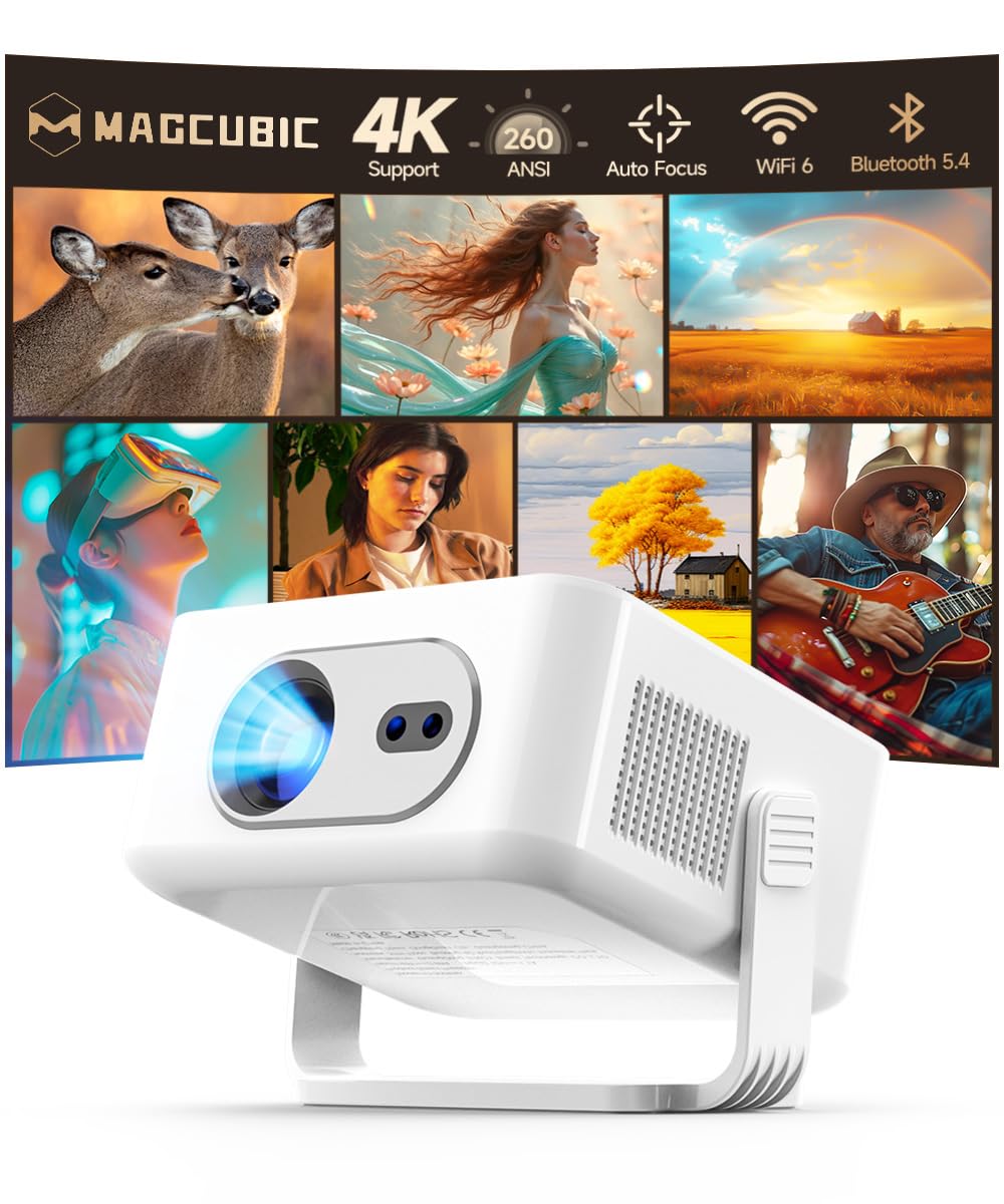 Photo 1 of 2026 Smart Projector 4K & 8K Support, Portable Projector with WiFi 6 and Bluetooth 5.4, Auto Focus & Vertical Keystone, 180°Rotatable, Mini Proyector for Outdoor Home HY300Max