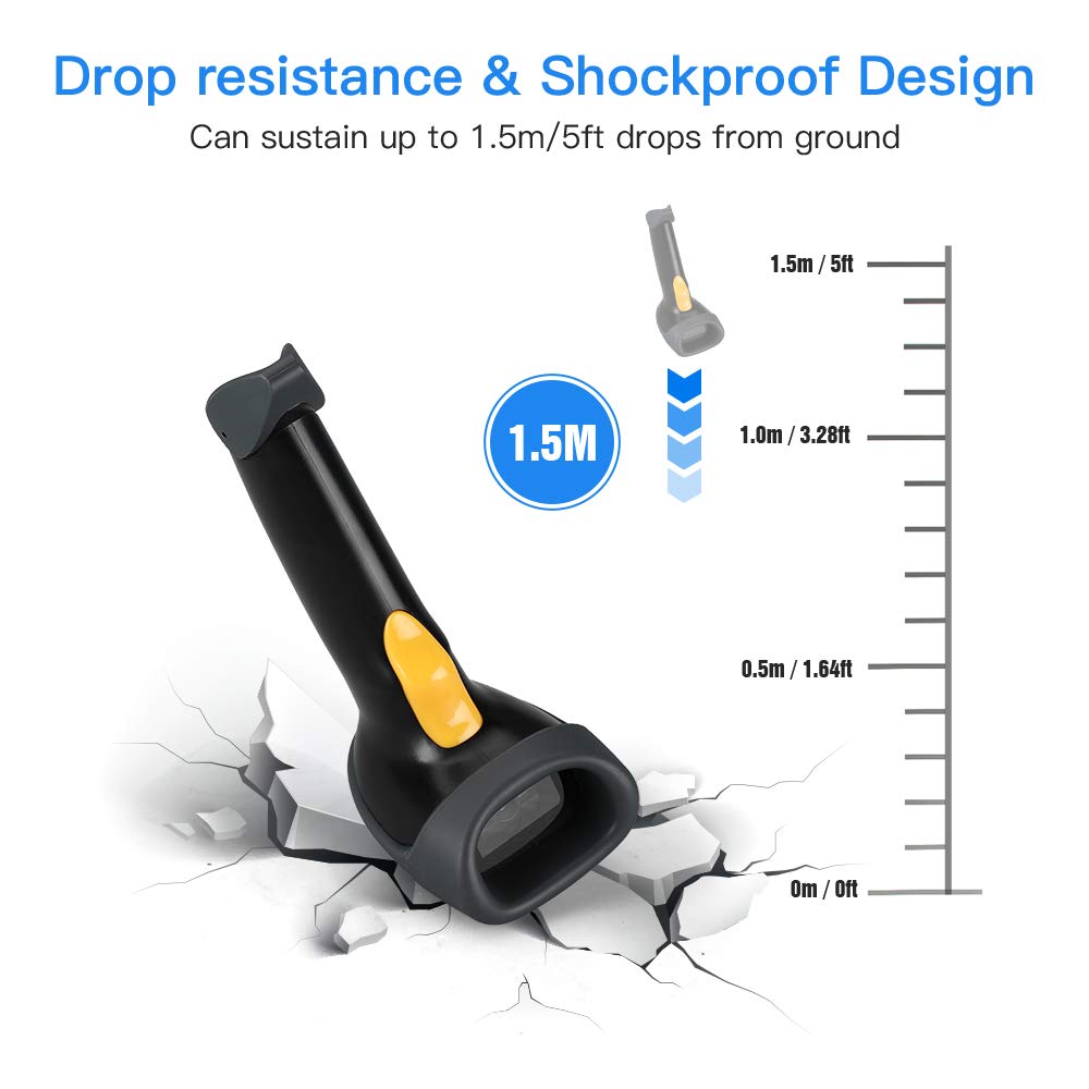 Eyoyo EYH2 Handheld USB 2D Barcode Scanner, Wired Automatic QR Code Scanner PDF417 Data Matrix Bar Code Reader with Long USB Cable for POS Mobile Payment, Convenience Store, Supermarket, Warehouse