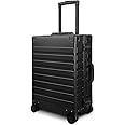 TRAVELKING All Aluminum Carry On Luggage with TSA Locks Zipperless Alloy Metal Hard Shell Spinner Suitcase (Black, 20 Inch)