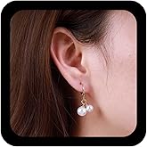 YienDoo Pearl Drop Dangle Earrings Gold Huggie Pearl Earrings Tiny Cherry Pearl Dangle Earrings Bell Pearl Drop Earrings Statement Bridal Pearl Earrings Jewelry for Women