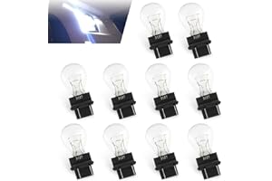 Anyhut 10 PCS 3157 Car Bulb, 12V Halogen Brake Light, Tail Light, Reverse Light, Turn Signal Bulb Replacement, Universal Fit for Most Cars (White)