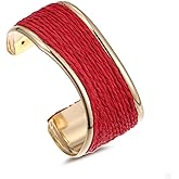 RUOFFETA Raffia Irregular Wave Cuff Bracelet for Women, Chunky Bangle Wide Open Cuff Bangle Statement Bracelet