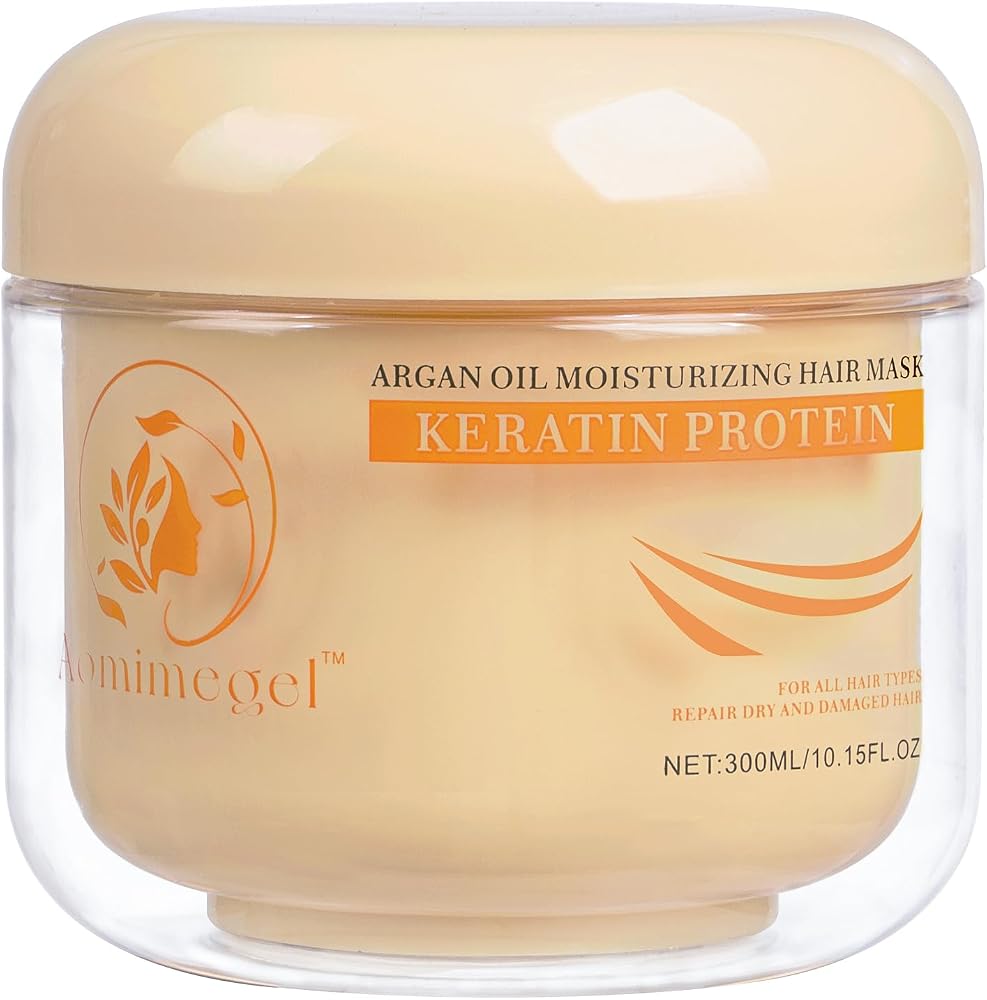 Aomimegel Collagen Repair Hair Mask for Dry Damaged Hair, 10.15 oz | Deep Conditioning Hair Treatment with Keratin and Argan