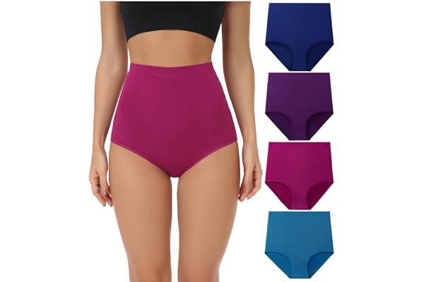 wirarpa Women's Super High Waisted Briefs Underwear Cotton Full Coverage Panties for Women 4 Pack