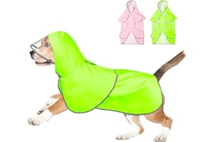 DOMIGLOW Reflective Dog Raincoat - Waterproof Dog Rain Jacket, Hooded Dog Poncho, Lightweight Dog Rain Coat with Transparent Cap Brim (Medium, Green)