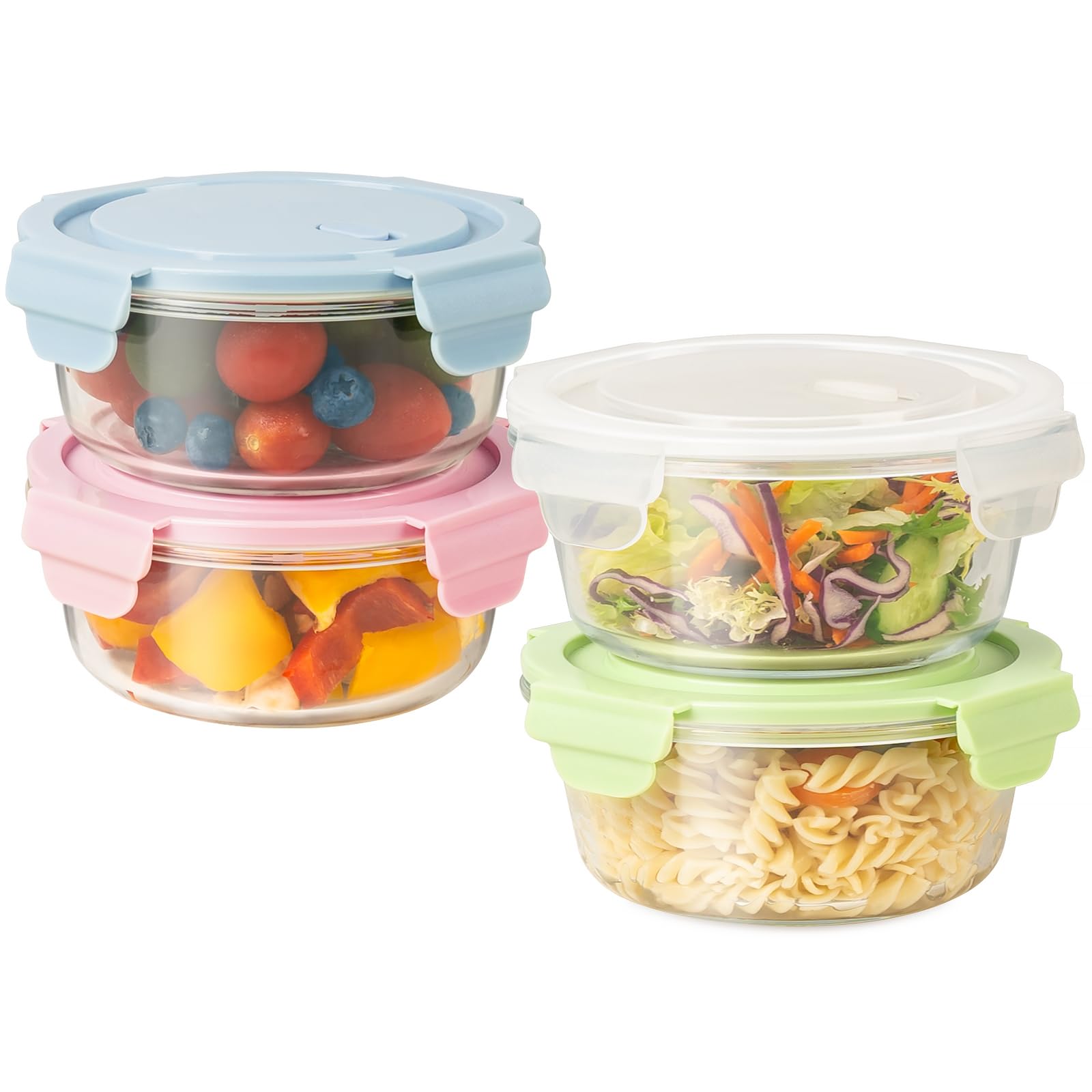 Photo 1 of 20oz Food Storage Containers with lids Set, Airtight 2.5 Cup Glass Meal Prep Containers, Heat-Resistant BPA-Free Glass Containers for Soup Leftover, Microwave, Dishwasher Freezer Safe (4 Packs)