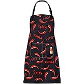 FUSTMW Chili Pepper Chef Apron With Pocket - Grilling Apron for Chili Lovers - Kitchen Gardening Apron