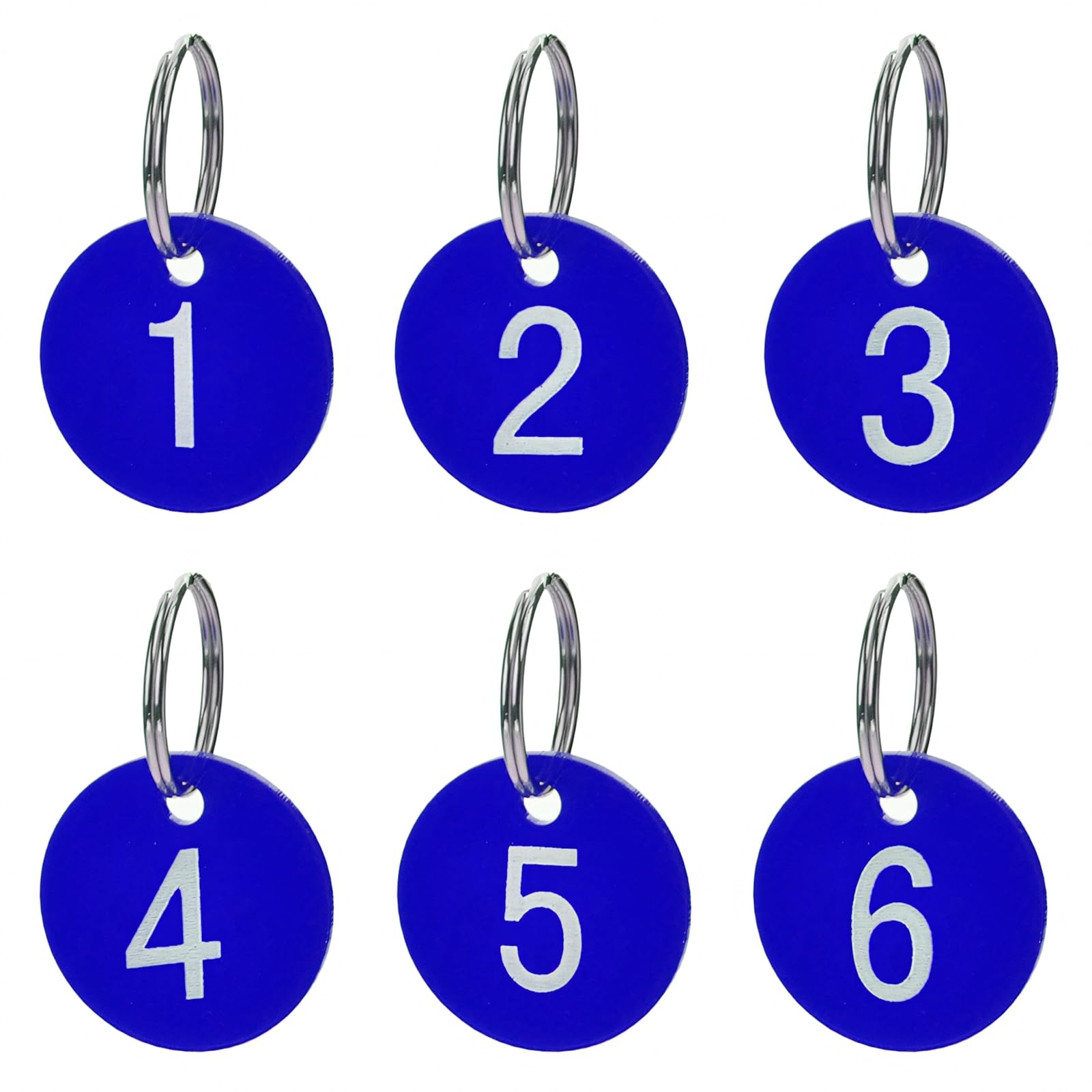 Aspire 1-50 Acrylic Numbered Key Fobs Blue Round Numbered Key Tags ID Number Tags with Key Ring