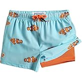 maamgic Boys Swim Trunks with Compression Liner 4-Way Stretch Bathing Suit | 2 in 1 Liner, Skin-Soft, Anti-Chafe, Quick Dry, Above the Knee, Toddler Swim Shorts, Board Shorts, Swimsuit, Swimwear