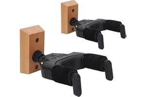 Sondery Guitar Hanger Wall Mount, Auto Lock and Adjustable Hook Holder for Acoustic and Electric Guitar, Ukulele, Bass, Banjo and Mandolin (W 2 PACK)