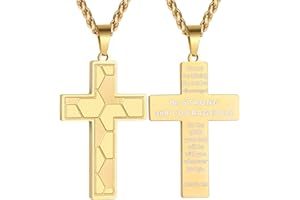 GLITTO Soccer Cross Necklace for Boys Men Stainless Steel Bible Verse Pendant with 20+2Inch Chain First Communion Baptism Religious Sports Jewelry Gift