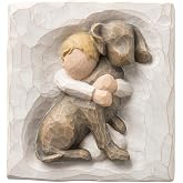 Willow Tree Hug Plaque, Sculpted Hand-Painted Bas-Relief | Sentiment on Enclosure Card, Keyhole Hanger for Wall Display, Cast from a Susan Lordi Original Carving