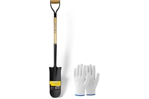 FORCOLID Drain Spade Shovel, Garden Drain Spade, Trenching Shovel, Woode D-Handle, Steel Y-Grip, 45 Inch Spade for Digging Transplanting & Edging