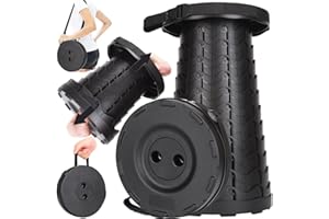 2025 Upgraded Collapsible Stool, 400lb Max Weight, Lightweight But Sturdy, Portable Folding Retractable Telescoping Foldable 