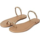 SOVANYOU Women's Toe Ring Thong Sandals Slip On Flat Flip Flops Open-Toe Slide Summer Sandals for Casual Beach & Dressy Outfits