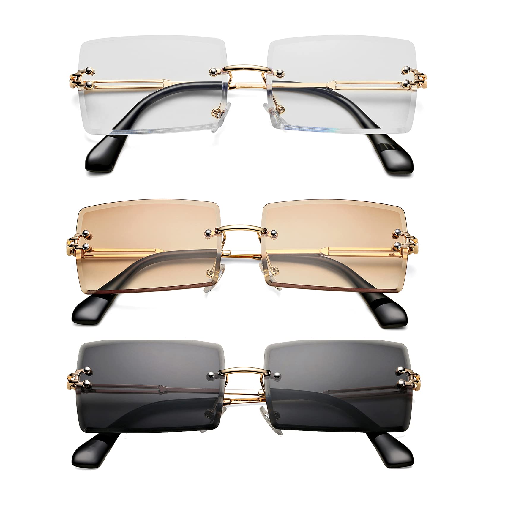 Rectangle Sunglasses for Men/Women Small Rimless