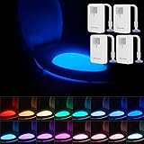 Chunace [4Pack] Toilet Night Light, LED Color Changing Toilet Bowl Nightlights with Motion Activated Sensor, Fun Bathroom Acc