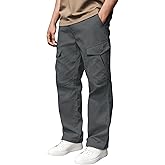 DOWMQ Mens Cargo Pants Elastic Waist Stretch Pants for Men Lightweight Quick-Dry Hiking Pants with Multi Pockets