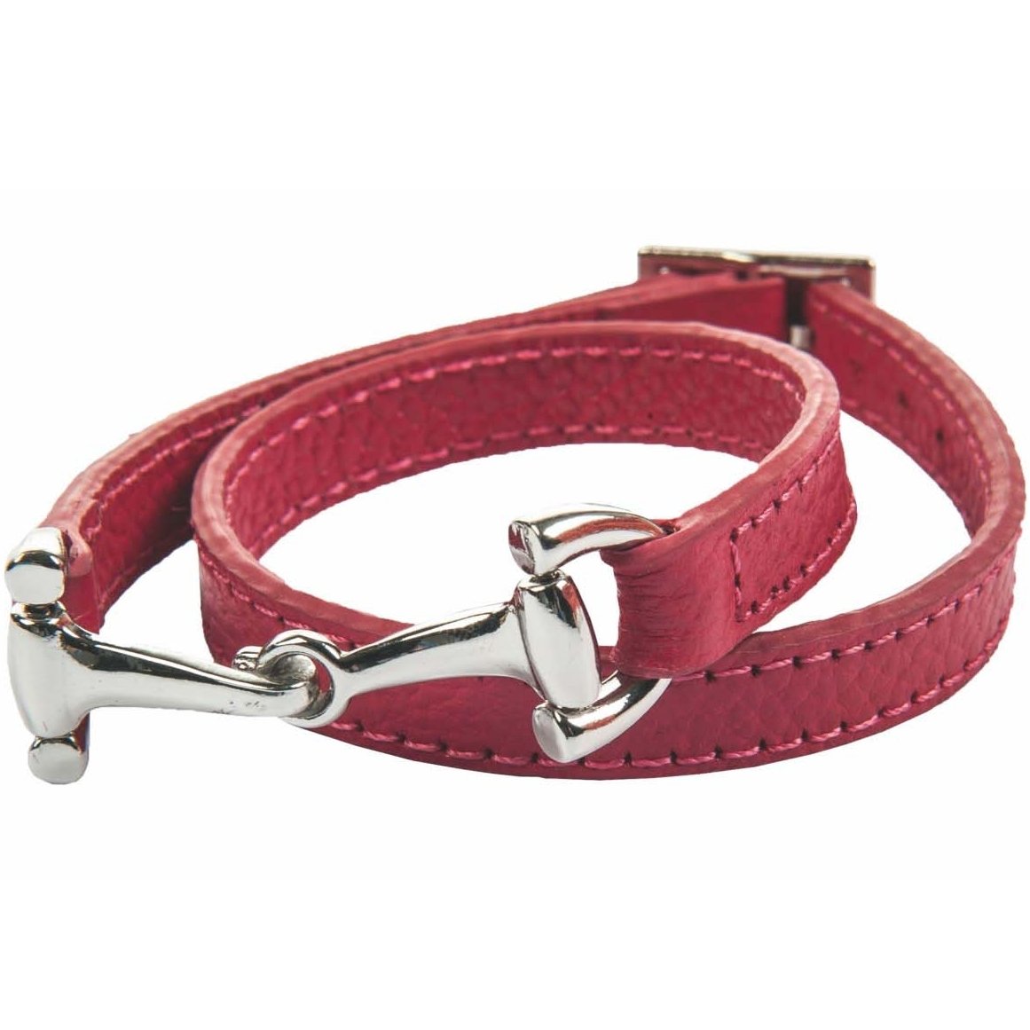 HKM Unisex - Adult Bit Leather Bracelet, Pink Red, M