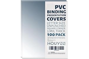 HOUYEE 100 Pack 5 Mil PVC Binding Presentation Covers, Clear Report Cover Sheets for Binding, Square Corner, 8.5 x11 Inches, 