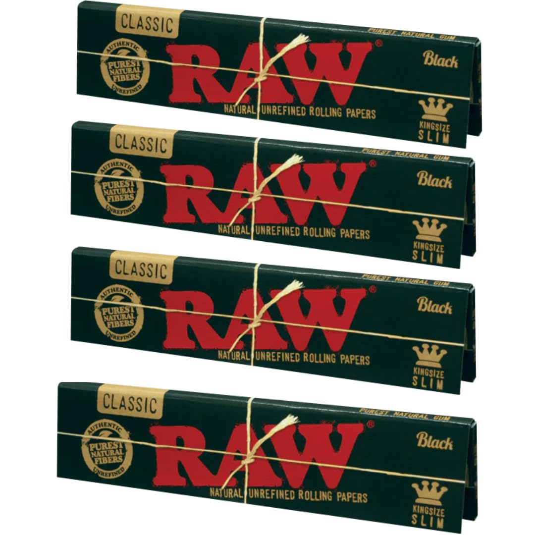 RAW Black Rolling Papers (4 Pack)