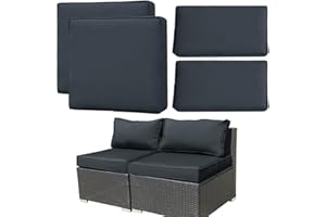 FKSLIFE 4Pcs Patio Cushion Covers Replacement,Outdoor Patio Seat Cushion Covers Furniture Sofa Covers,Waterproof Back Cushion Slipcovers Washable Pillow Cover with Zipper(25.6×25.6×3.94inches,Dark Grey)