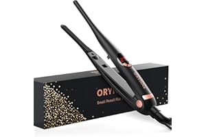 ORYNNE 3/10'' Small Flat Irons for Short Hair Pixie Cut, 5s Ultra Fast Heat Up Tiny Pencil Flat Iron, Ionic Mini Edge Flat Iron, Skinny Thin Straightener Champagne Gold