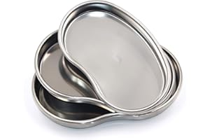 Kidney Tray - Romlon 3 Pack Stainless Steel Tray Metal Tray Stainless Steel Curved Sheet for Dental, Lab Instrument, Office Room, Bathroom.