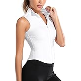 FEOYA Women's Sleeveless Full Zip Workout Tank Top Quick Drying Slim Fit Yoga Jacket Running Activewear Vest