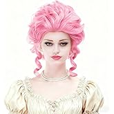 Rugelyss Short Wavy Curly Pink Wig Big Bouffant Beehive Wigs for Women fits 70s 80s Costume or Halloween Vintage Cosplay Party