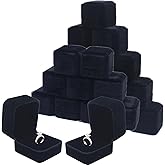 Zentriqlla 24 Pack Velvet Ring Box for Wedding, Ring Earring Organizer for Ceremony Engagement, Proposals, Black Jewelry Display Boxes Packaging Case for Anniversary Birthday Gift