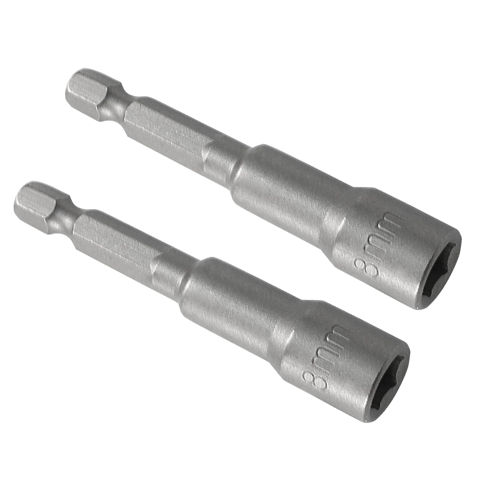 Cjueiom 2pcs 1/4" Quick-Change Hexagon Socket, 8mm Metric Nut Drivers Hex Shank Magnetic Nut Setter Driver Drill Bit Set, 65mm Length Nut Extractor Socket Set for Electric Screwdriver Handle Tools